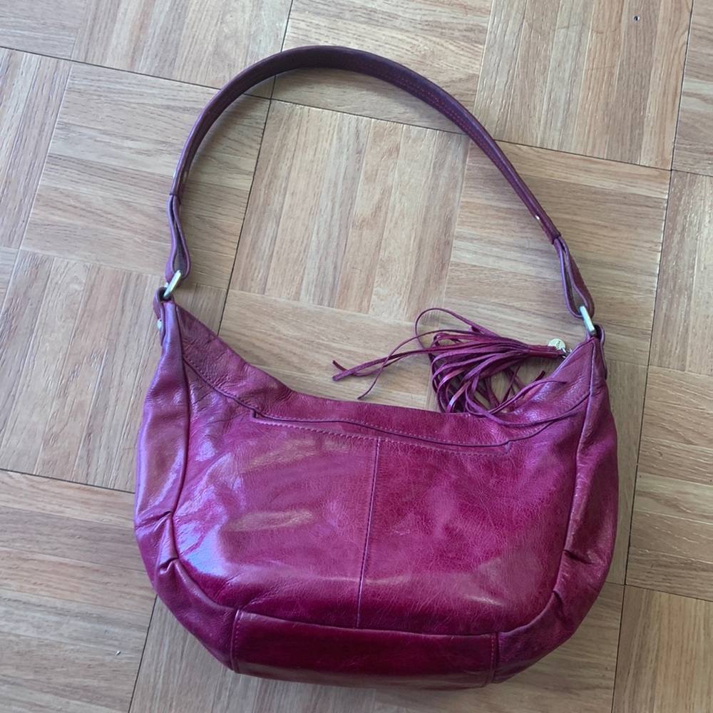 Hobo Red Fortune Leather Shoulder Bag Retired Rare
